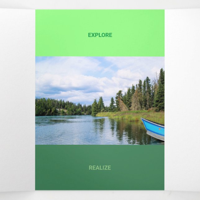 Freshly Green Tone Squared Off Qr Code Tri-Fold Card (Inside Middle)