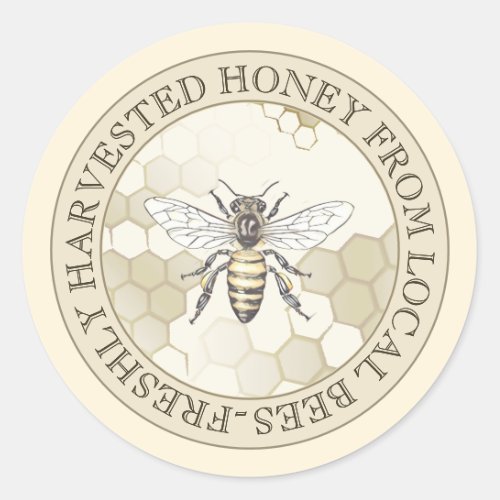 Freshly Harvested Honey Honeycomb Queen Bee Label