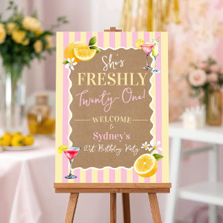 FRESHLY Lemons 21st Birthday Party Welcome Sign
