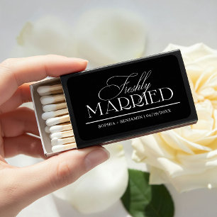 Freshly Married Modern Elegant Wedding Favors Matchboxes