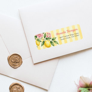 Freshly One Bow Pink Yellow Lemon First Birthday Label