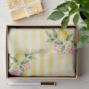 Freshly One Bow Pink Yellow Lemon First Birthday Tissue Paper
