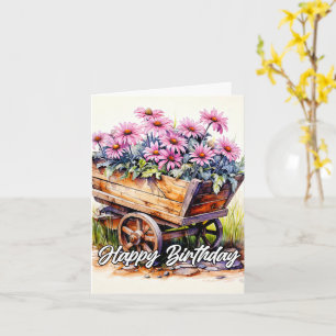 Freshly Picked Aster Flower Illustration Card
