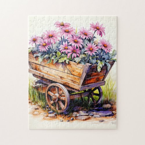 Freshly Picked Aster Flower Illustration Jigsaw Puzzle