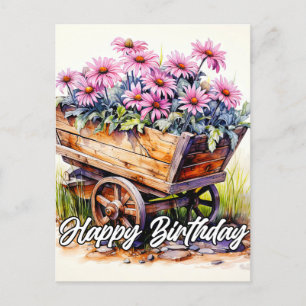 Freshly Picked Aster Flower Illustration Postcard