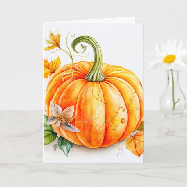 Freshly Picked Autumn Harvested Pumpkin Card (Small Plant)
