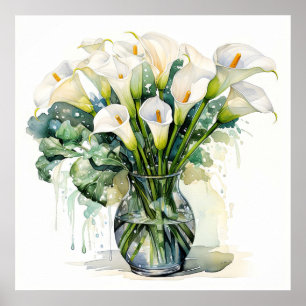 Freshly Picked Calla Lilies Illustration Poster