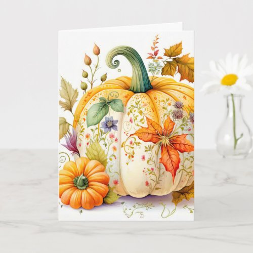 Freshly Picked Fall Harvested Pumpkin Card