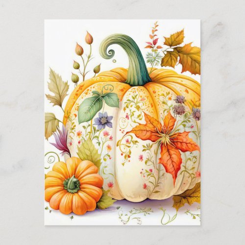 Freshly Picked Fall Harvested Pumpkin Postcard