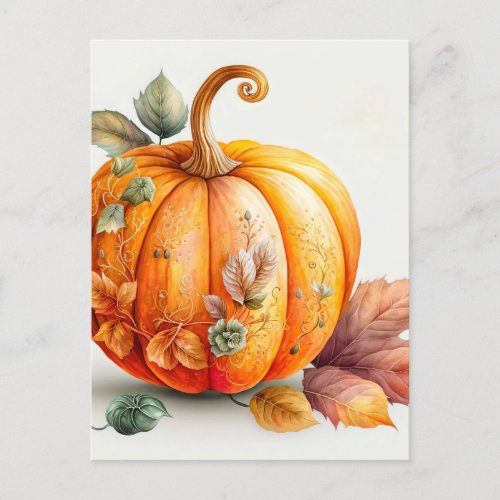 Freshly Picked Fall Harvested Pumpkin Postcard