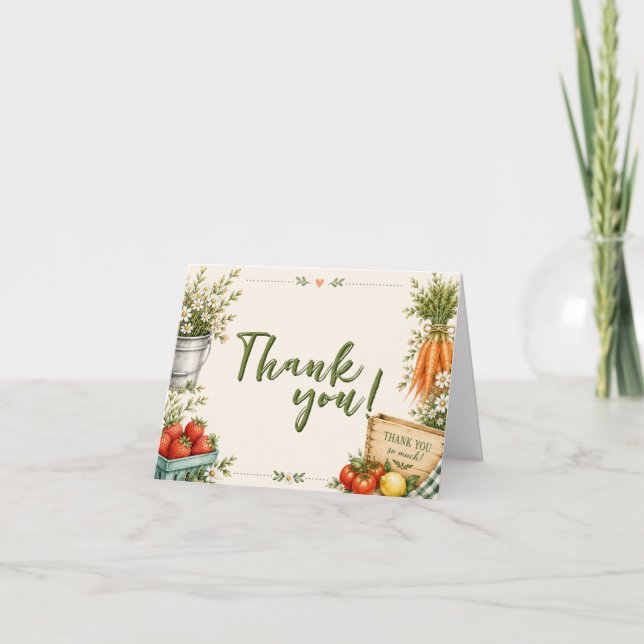 Freshly Picked Farmers Market Bridal Shower Thank  You Card (Front)