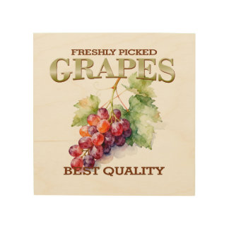 Freshly Picked Grapes - Best Quality Wood Wall Art