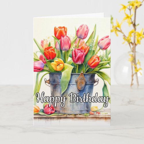 Freshly Picked Tulip Flowers Card