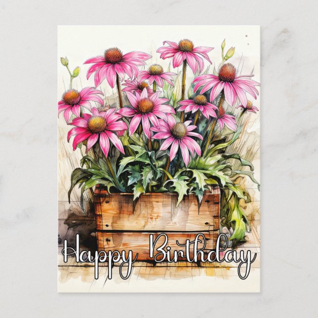 Freshly Planted Aster Flower Illustration Postcard (Front)