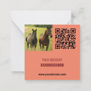 Freshly Red Tone Squared Off Qr Code Promo Note Card
