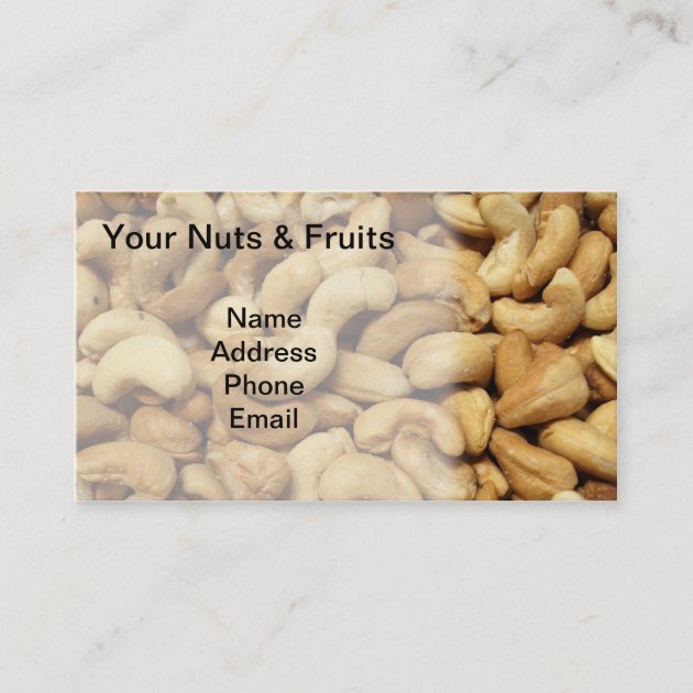 Freshly Roasted Cashew Nuts Business Card | Zazzle