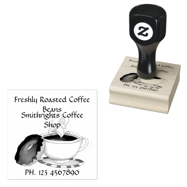 Freshly Roasted Coffee Beans 2x2 Rubber Stamp (Stamped)