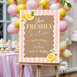 FRESHLY Sixteen Lemons Pink Birthday Welcome Sign
