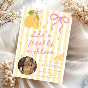 FRESHLY Sixteen Lemons Pink & Yellow 18th Birthday Invitation
