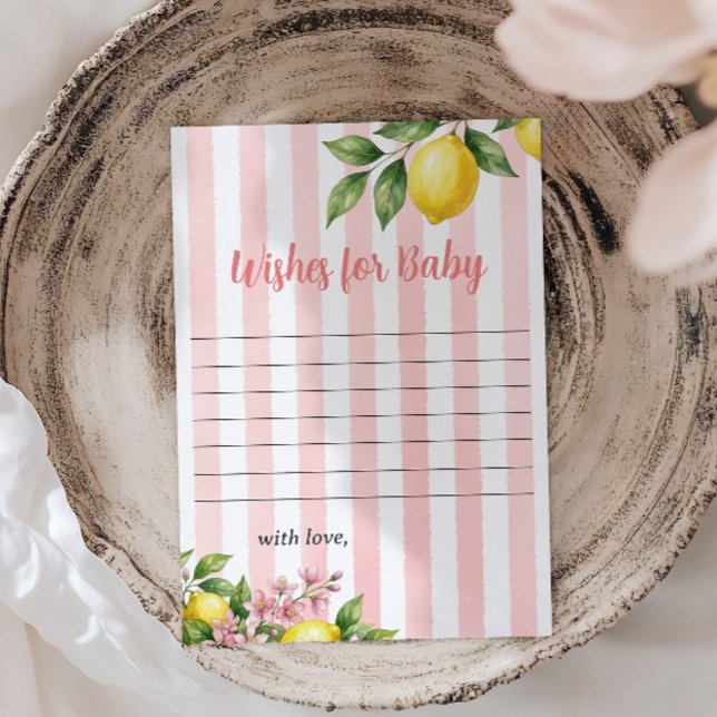 Freshly Squeezed Bow Lemon Baby Shower Wishes Note Card (Creator Uploaded)