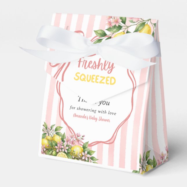 Freshly Squeezed Lemonade Bow Lemon Baby Shower Favor Boxes (Front Side)