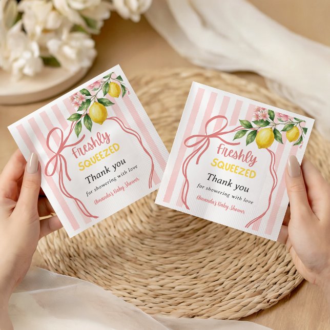 Freshly Squeezed Lemonade Bow Lemon Baby Shower Napkins (Creator Uploaded)