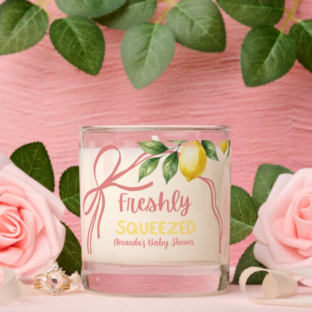Freshly Squeezed Lemonade Bow Lemon Baby Shower Scented Candle (Wedding)