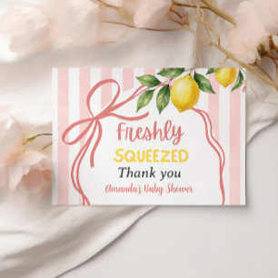Freshly Squeezed Lemonade Bow Lemon Baby Shower Thank You Card
