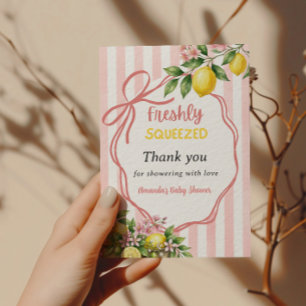 Freshly Squeezed Lemonade Bow Lemon Baby Shower Thank You Card