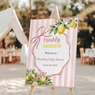Freshly Squeezed Lemonade Pink Bow Baby Shower Foam Board
