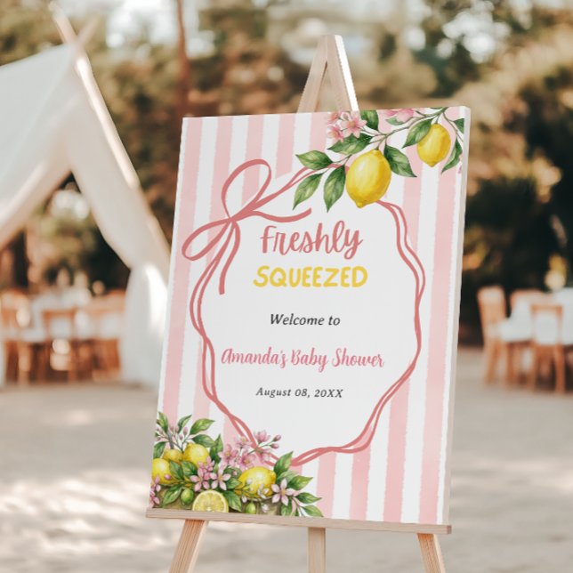 Freshly Squeezed Lemonade Pink Bow Baby Shower Foam Board (Creator Uploaded)