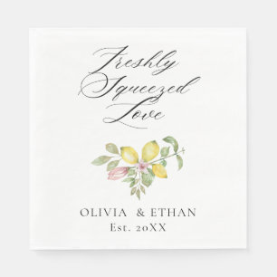 Freshly Squeezed Love Lemon Floral Wedding Napkins