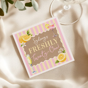 FRESHLY Twenty-One Lemons Pink 21st Birthday Party Napkins