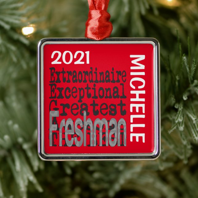 Freshman Extraordinaire CUSTOM Metal Ornament (Tree)