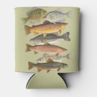 Trout Fish Illustration Fly Fishing Art Can Cooler