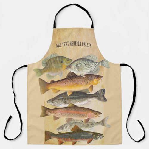 Freshwater Fish Illustrations with your text Apron