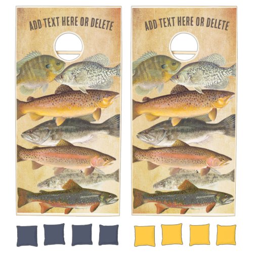 Freshwater Fish Illustrations with your text Cornhole Set