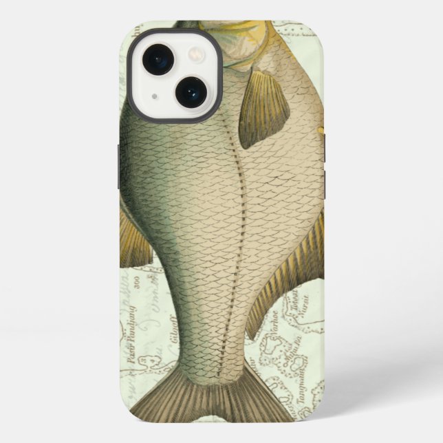 Freshwater Fish on Map Iphone Case (Back)