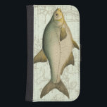 Freshwater Fish on Map Samsung S4 Wallet Case<br><div class="desc">This art print illustrates a detailed painting of a freshwater fish. The background is a vintage map in light aquatic color. This design would perfectly fit any product of your fishing collection.</div>