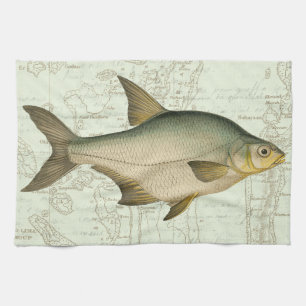 Freshwater Fish on Map Towel
