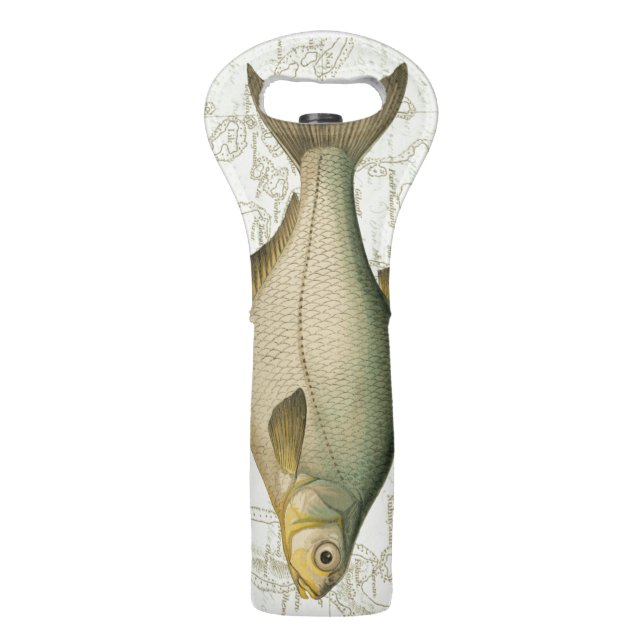 Freshwater Fish on Map Wine Bag (Back)