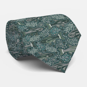 Freshwater Fish Stylish Design Blue Brook Trout Neck Tie