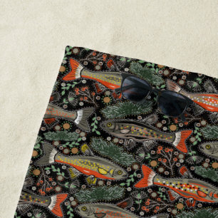Freshwater Fish, Stylish Design, Trout, Fishing Beach Towel