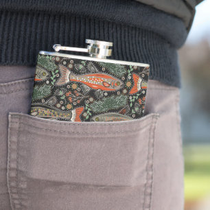 Freshwater Fish, Stylish Design, Trout, Fishing Flask