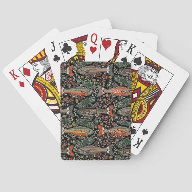Freshwater Fish, Stylish Design, Trout, Fishing Poker Cards (Back)