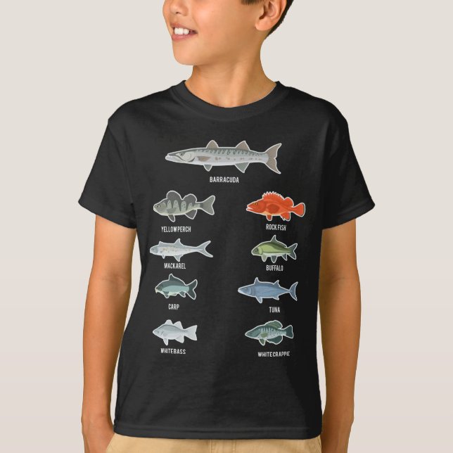 Freshwater Fish Types Fishing Species Fisherman T-Shirt (Front)