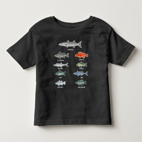 Freshwater Fish Types Fishing Species Fisherman Toddler T_shirt