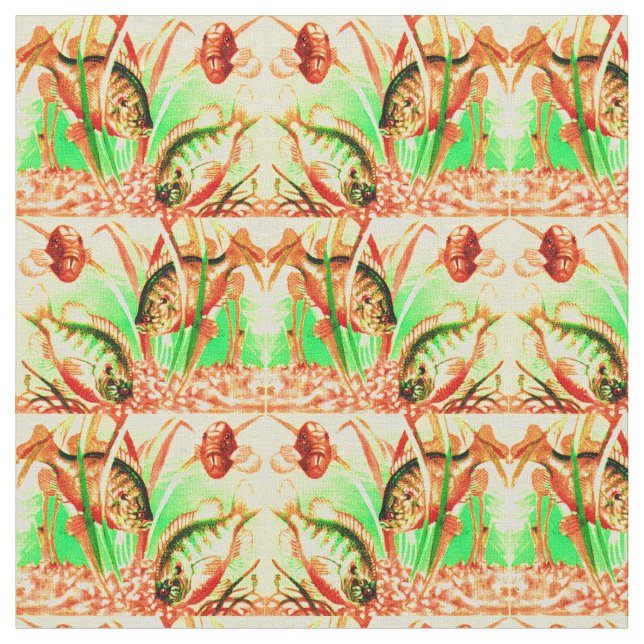 freshwater sunfish print fabric (Close Up)