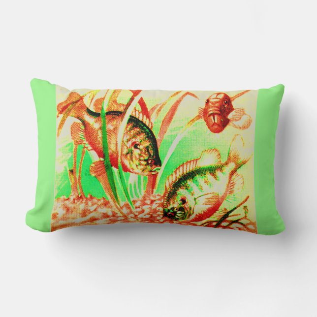 freshwater sunfish print lumbar pillow (Front)