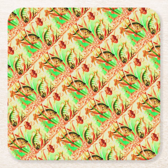 freshwater sunfish print square paper coaster (Front)